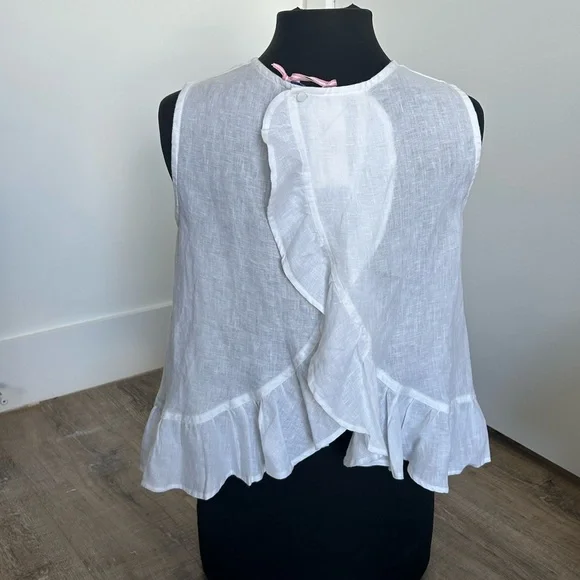 NWT Vineyard Vines Linen Ruffle Tank Blouse S - Picture 12 of 13